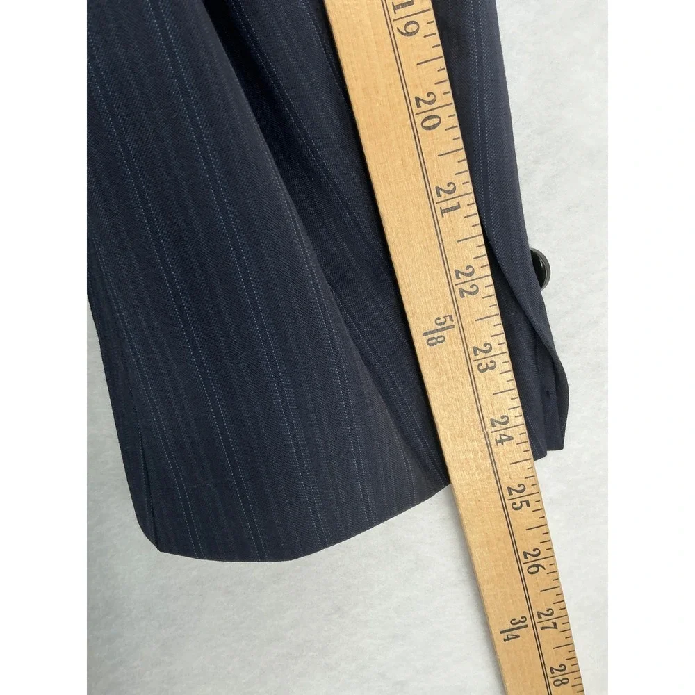 Burberry London Blazer Mens 44 Reg Navy Blue Pinstripe 100% Wool 2-Button Jacket